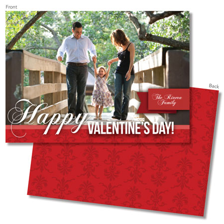 Spark & Spark Valentine's Day Cards (Red Damask - Photo)